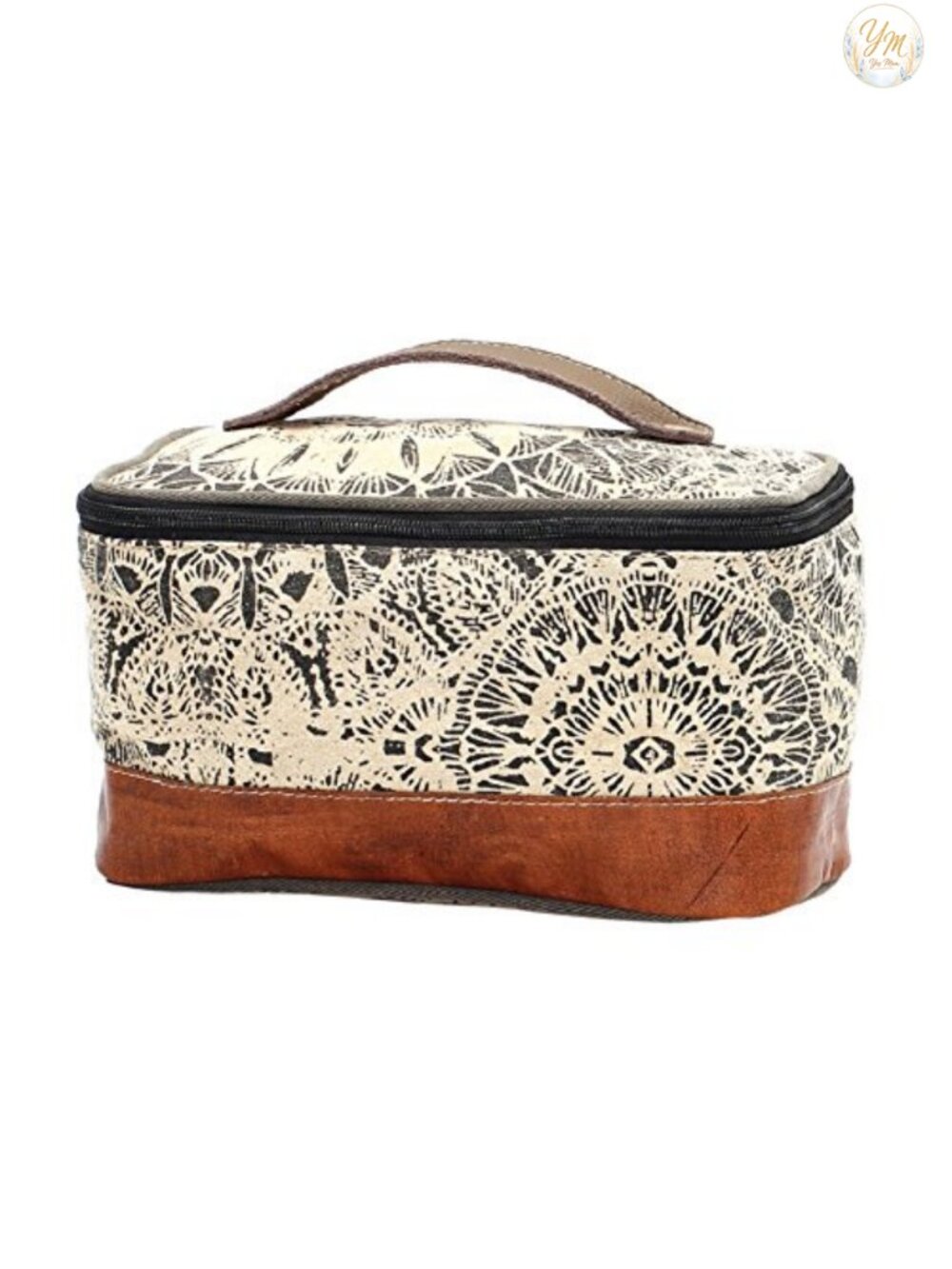 Upcycled Canvas & Leather Floral Shaving Kit Bag Travel Toiletry